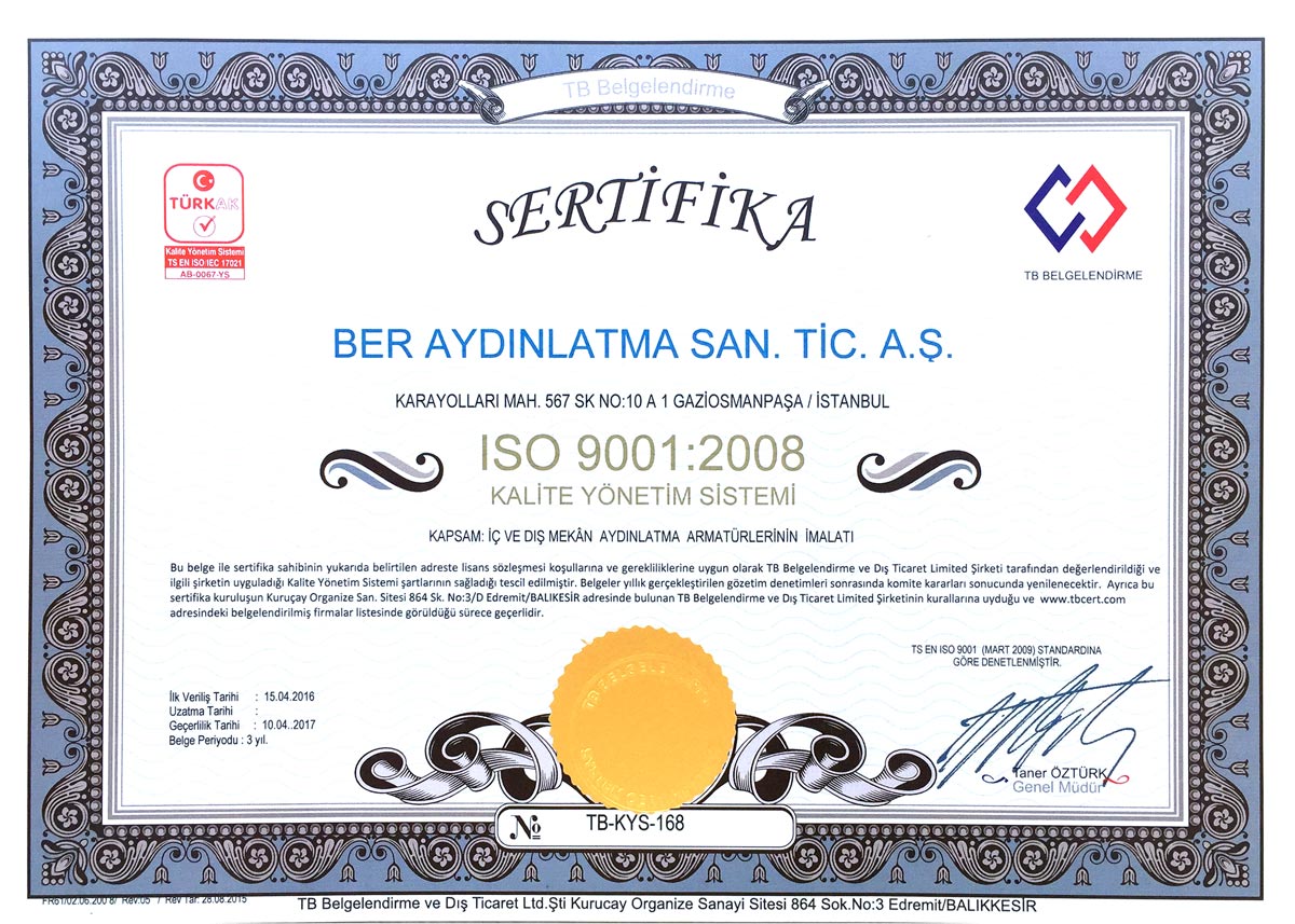Berlite iso sertifikası